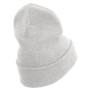 Day Travel Embroidered 12 Inch Long Knitted Beanie - White OSFM