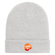 Day Travel Embroidered 12 Inch Long Knitted Beanie - White OSFM