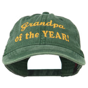 Grandpa of the Year Embroidered Washed Cotton Cap