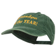 Grandpa of the Year Embroidered Washed Cotton Cap