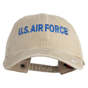 US Air Force Blue Letter Embroidered Pigment Dyed Cap - Khaki OSFM