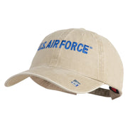 US Air Force Blue Letter Embroidered Pigment Dyed Cap - Khaki OSFM