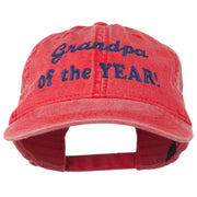 Grandpa of the Year Embroidered Washed Cotton Cap