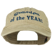 Grandpa of the Year Embroidered Washed Cotton Cap