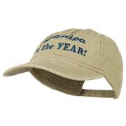 Grandpa of the Year Embroidered Washed Cotton Cap