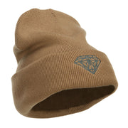 Grey Diamond Embroidered Cuffed Long Beanie