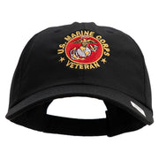 US Marine Corps Veteran Emblem Embroidered 6 Panel Unstructured Cotton Twill Cap Made in USA - Black OSFM