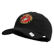 US Marine Corps Veteran Emblem Embroidered 6 Panel Unstructured Cotton Twill Cap Made in USA - Black OSFM