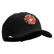 US Marine Corps Veteran Emblem Embroidered 6 Panel Unstructured Cotton Twill Cap Made in USA - Black OSFM