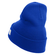 Licensed Made in USA US Submarine Retired Logo Embroidered 12 Inch Solid Knit Cuff Long Beanie - Royal-Blue OSFM