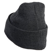 Block Letter LA Embroidered Waffle Knit Cuff Beanie - Black-Marled OSFM