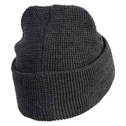 Block Letter LA Embroidered Waffle Knit Cuff Beanie - Black-Marled OSFM