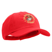 US Marine Corps Veteran Emblem Embroidered 6 Panel Unstructured Cotton Twill Cap Made in USA - Red OSFM