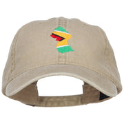 Guyana Map Flag Embroidered Washed Cap