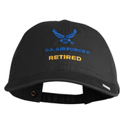 US Air Force Retired with Wing Embroidered Pigment Dyed Cap - Black OSFM