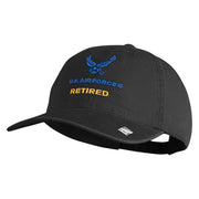 US Air Force Retired with Wing Embroidered Pigment Dyed Cap - Black OSFM