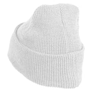 Block Letter LA Embroidered Waffle Knit Cuff Beanie - White OSFM