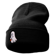 Halloween Trick or Treating Ghost Embroidered Long Knitted Beanie