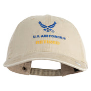 US Air Force Retired with Wing Embroidered Pigment Dyed Cap - Khaki OSFM