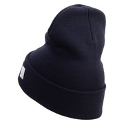 Licensed Made in USA US Submarine Retired Logo Embroidered 12 Inch Solid Knit Cuff Long Beanie - Navy OSFM