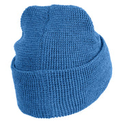 Block Letter LA Embroidered Waffle Knit Cuff Beanie - Sky-Blue OSFM