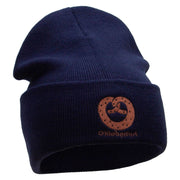 Made in USA Pretzel for Beer 12 Inch Solid Knit Cuff Long Beanie. - Navy OSFM