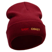 East Coast Embroidered 12 Inch Long Knitted Beanie - Maroon OSFM