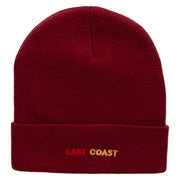 East Coast Embroidered 12 Inch Long Knitted Beanie - Maroon OSFM