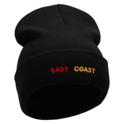 East Coast Embroidered 12 Inch Long Knitted Beanie - Black OSFM