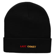 East Coast Embroidered 12 Inch Long Knitted Beanie - Black OSFM