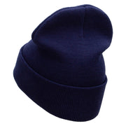 West Coast Embroidered 12 Inch Acrylic Cuff Long Beanie - Navy OSFM