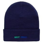 West Coast Embroidered 12 Inch Acrylic Cuff Long Beanie - Navy OSFM