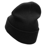 West Coast Embroidered 12 Inch Acrylic Cuff Long Beanie - Black OSFM