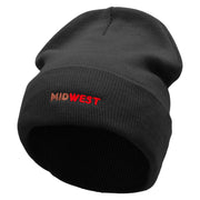 Midwest Embroidered 12 Inch Acrylic Cuff Long Beanie - Black OSFM