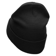 Midwest Embroidered 12 Inch Acrylic Cuff Long Beanie - Black OSFM