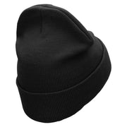 Midwest Embroidered 12 Inch Acrylic Cuff Long Beanie - Black OSFM