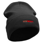 Midwest Embroidered 12 Inch Acrylic Cuff Long Beanie - Black OSFM