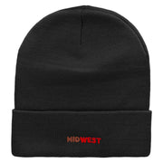 Midwest Embroidered 12 Inch Acrylic Cuff Long Beanie - Black OSFM