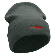 Midwest Embroidered 12 Inch Acrylic Cuff Long Beanie - Charcoal OSFM