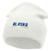 Alaska Year Established Embroidered 12 Inch Acrylic Cuff Long Beanie - White OSFM