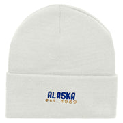 Alaska Year Established Embroidered 12 Inch Acrylic Cuff Long Beanie - White OSFM