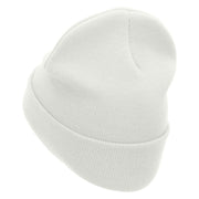 Tokyo Embroidered 12 Inch Long Knitted Beanie - White OSFM