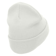 Tokyo Embroidered 12 Inch Long Knitted Beanie - White OSFM