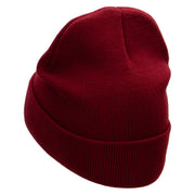 Barcelona Embroidered 12 Inch Long Knitted Beanie - Maroon OSFM