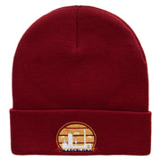 Barcelona Embroidered 12 Inch Long Knitted Beanie - Maroon OSFM