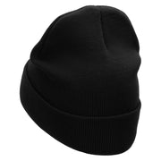 Barcelona Embroidered 12 Inch Long Knitted Beanie - Black OSFM