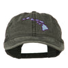 Hawaii State Map Embroidered Washed Cap