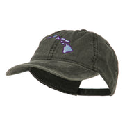 Hawaii State Map Embroidered Washed Cap