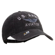 Licensed US Army Aviation Embroidered Washed Solid Pigment Dyed Cotton Twill Brass Buckle Cap - Black OSFM