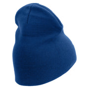 Licensed Made in USA US Submarine Retired Symbol Embroidered 8 Inch Solid Knit Short Beanie - Royal-Blue OSFM